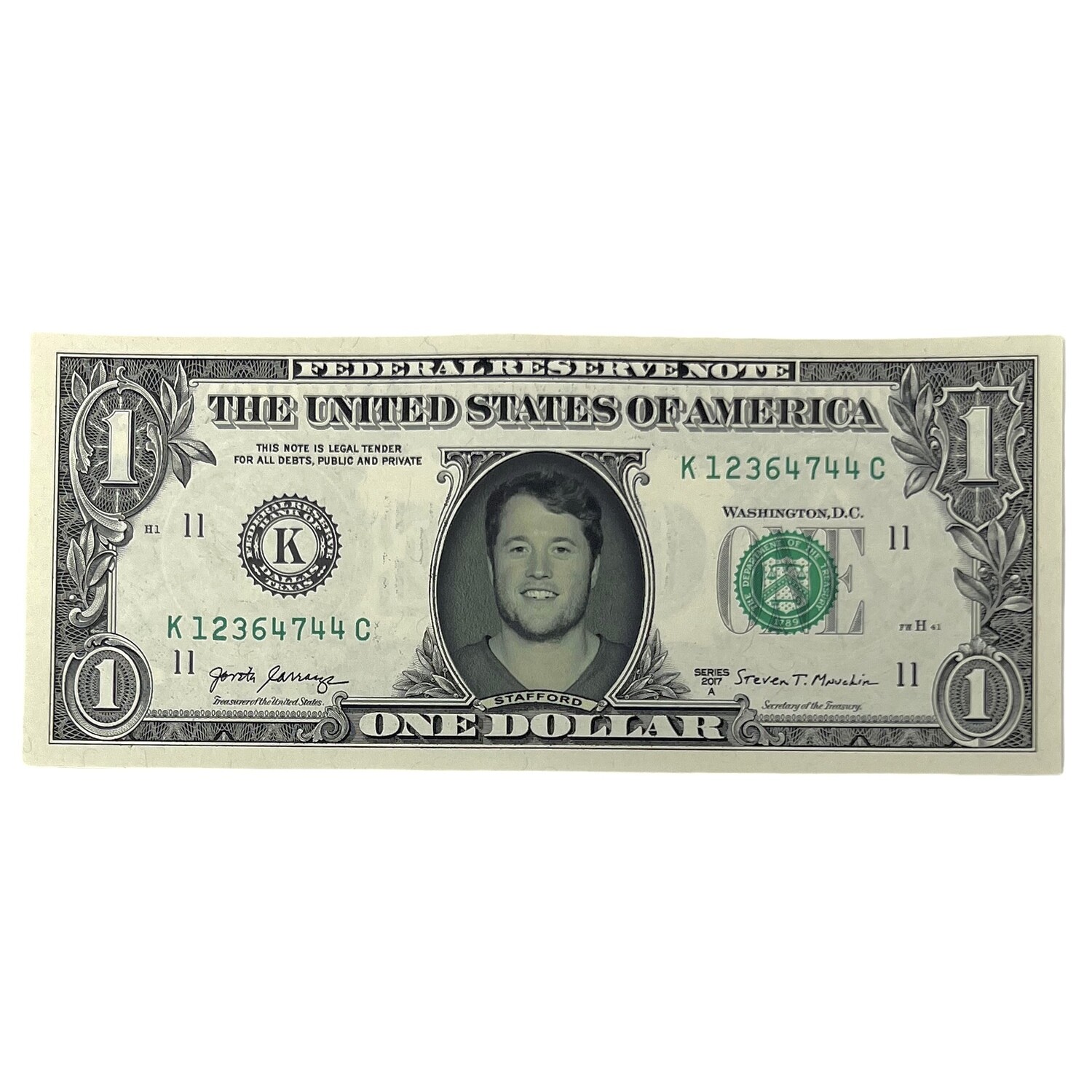 Matt Stafford Famous Face Dollar Bill