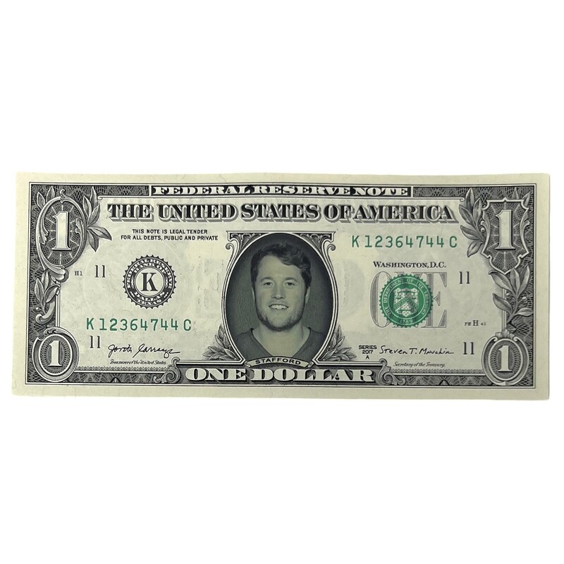 Matt Stafford Famous Face Dollar Bill