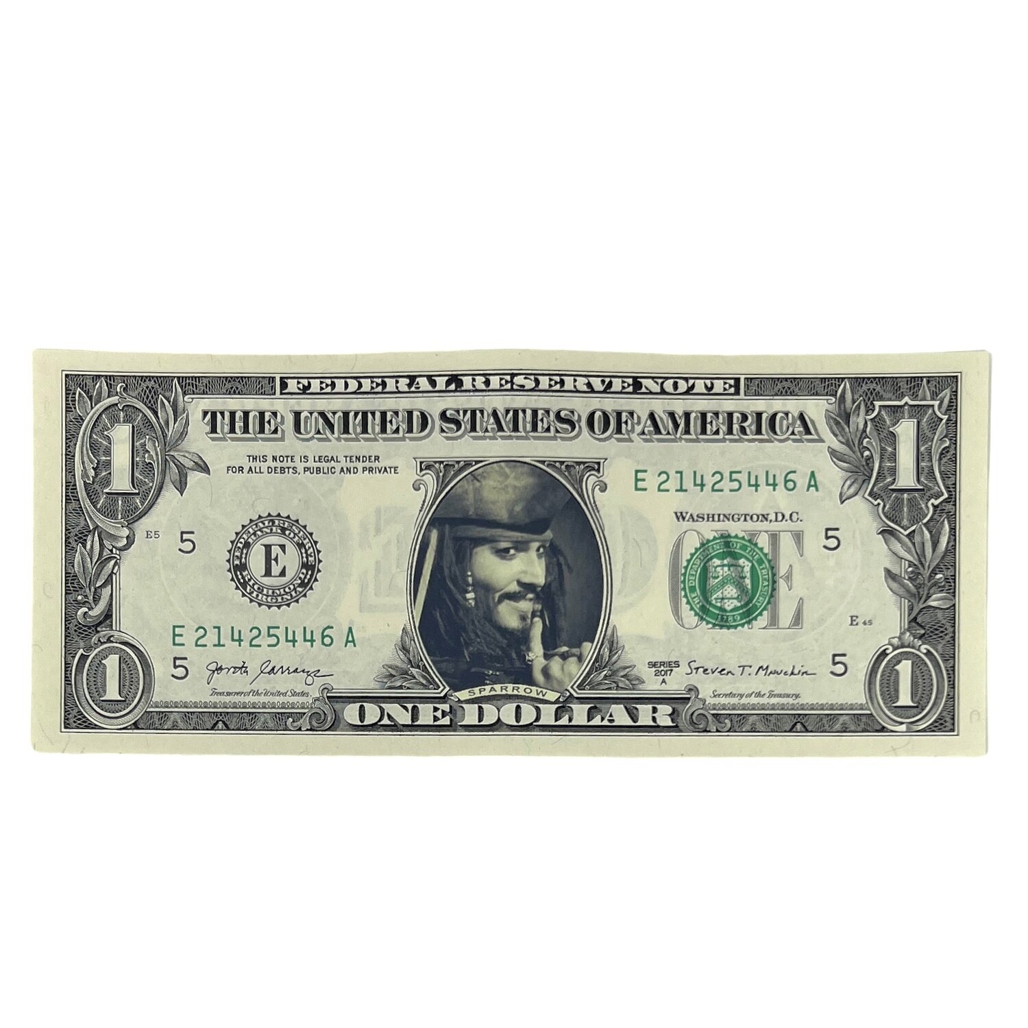 Captain Jack Sparrow Famous Face Dollar Bill