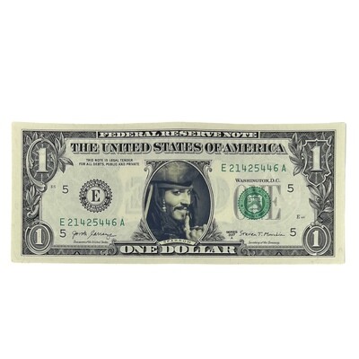 Captain Jack Sparrow Famous Face Dollar Bill