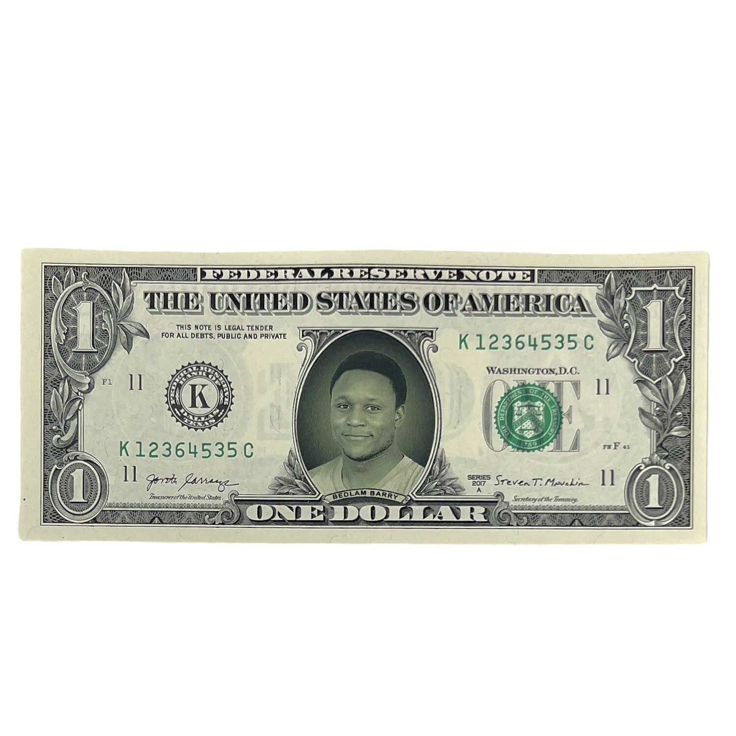 Barry Sanders "Bedlam Barry" Famous Face Dollar Bill