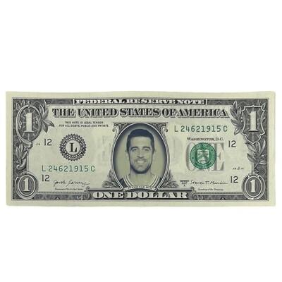Aaron Rodgers Famous Face Dollar Bill