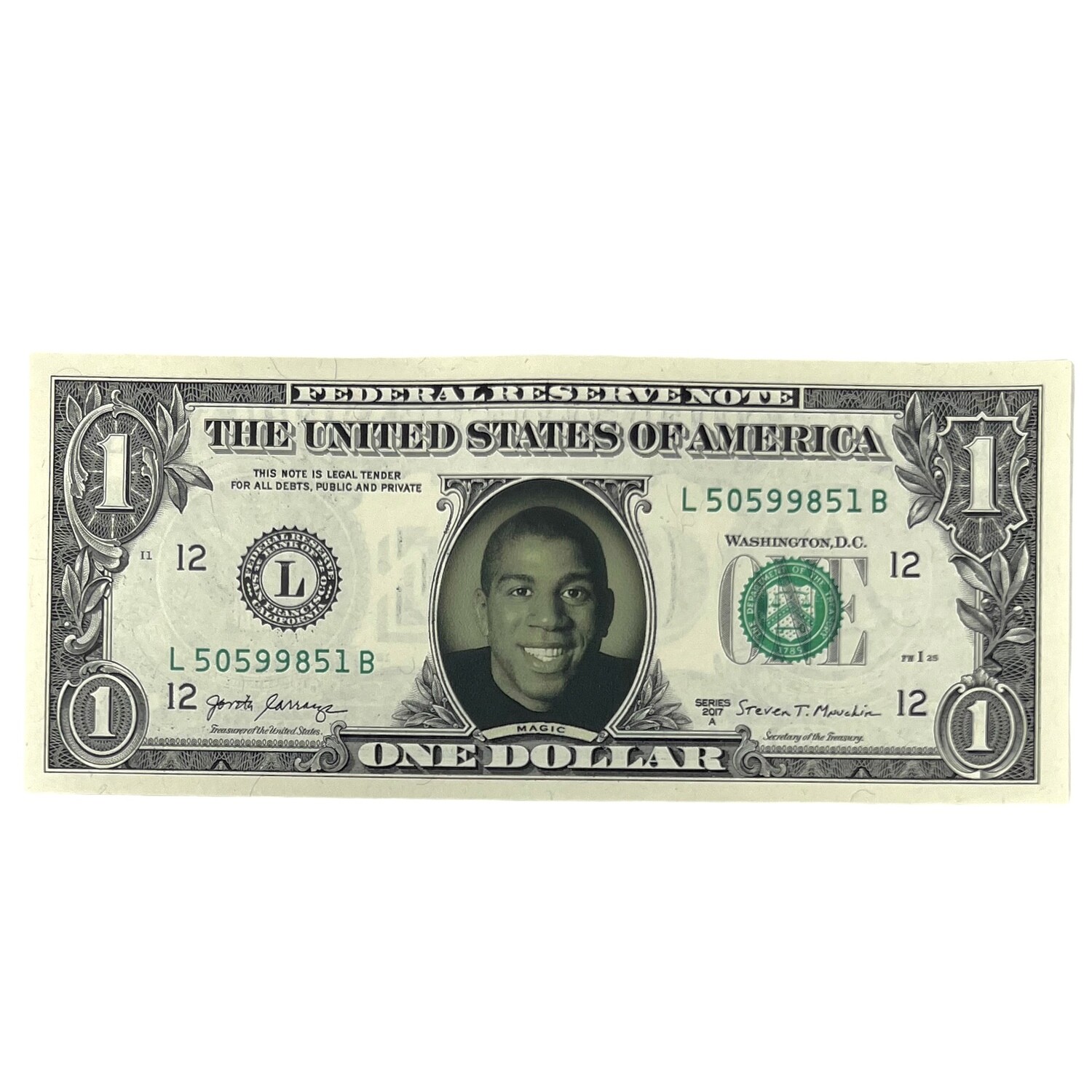 Magic Johnson Famous Face Dollar Bill