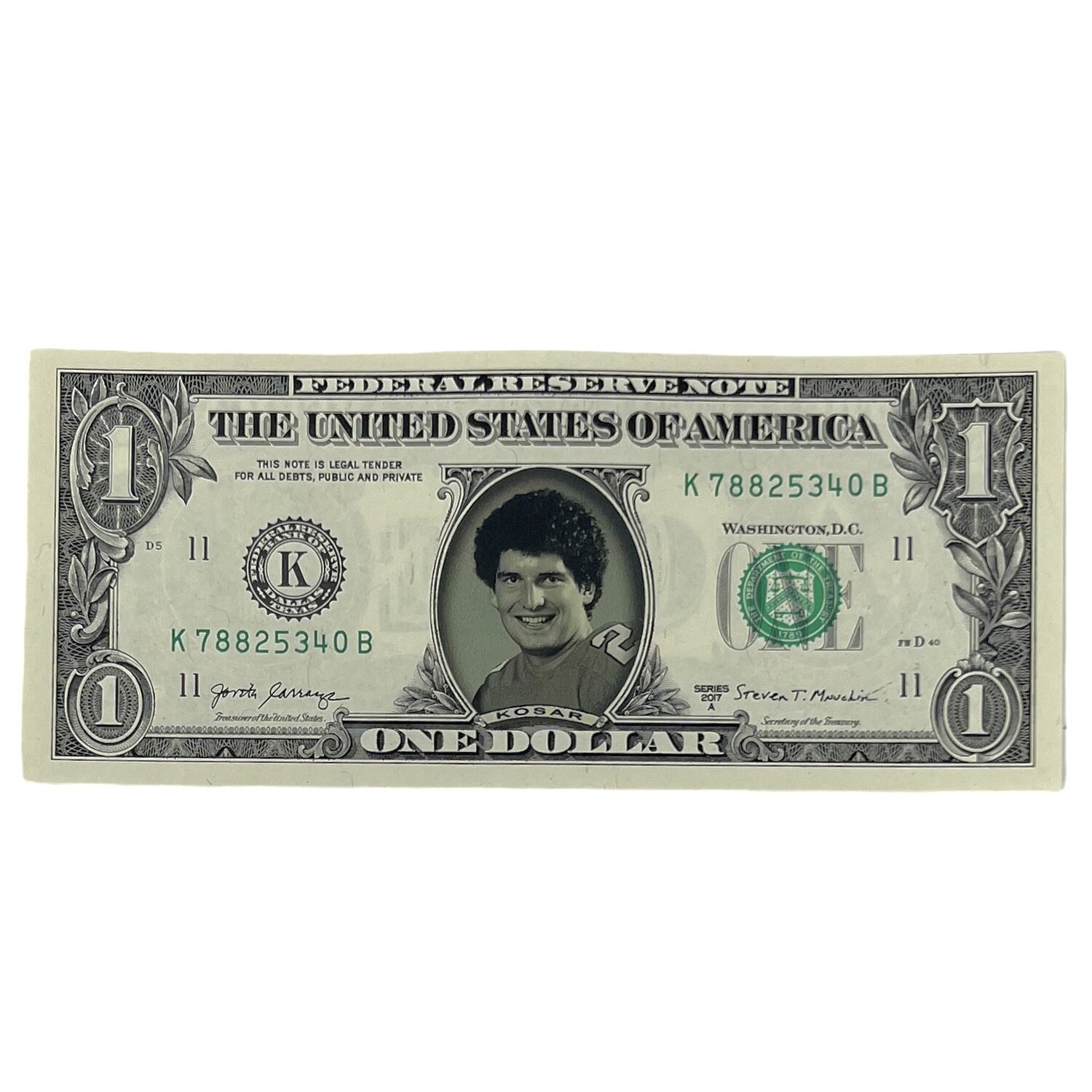 Bernie Kosar Famous Face Dollar Bill