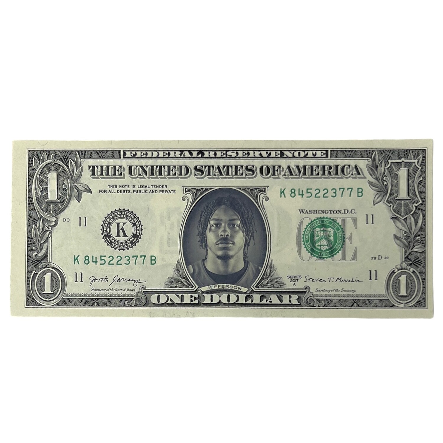 Justin Jefferson Famous Face Dollar Bill