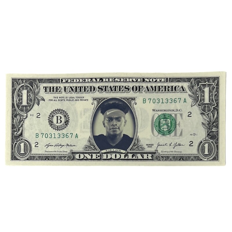 Justin Fields Famous Face Dollar Bill