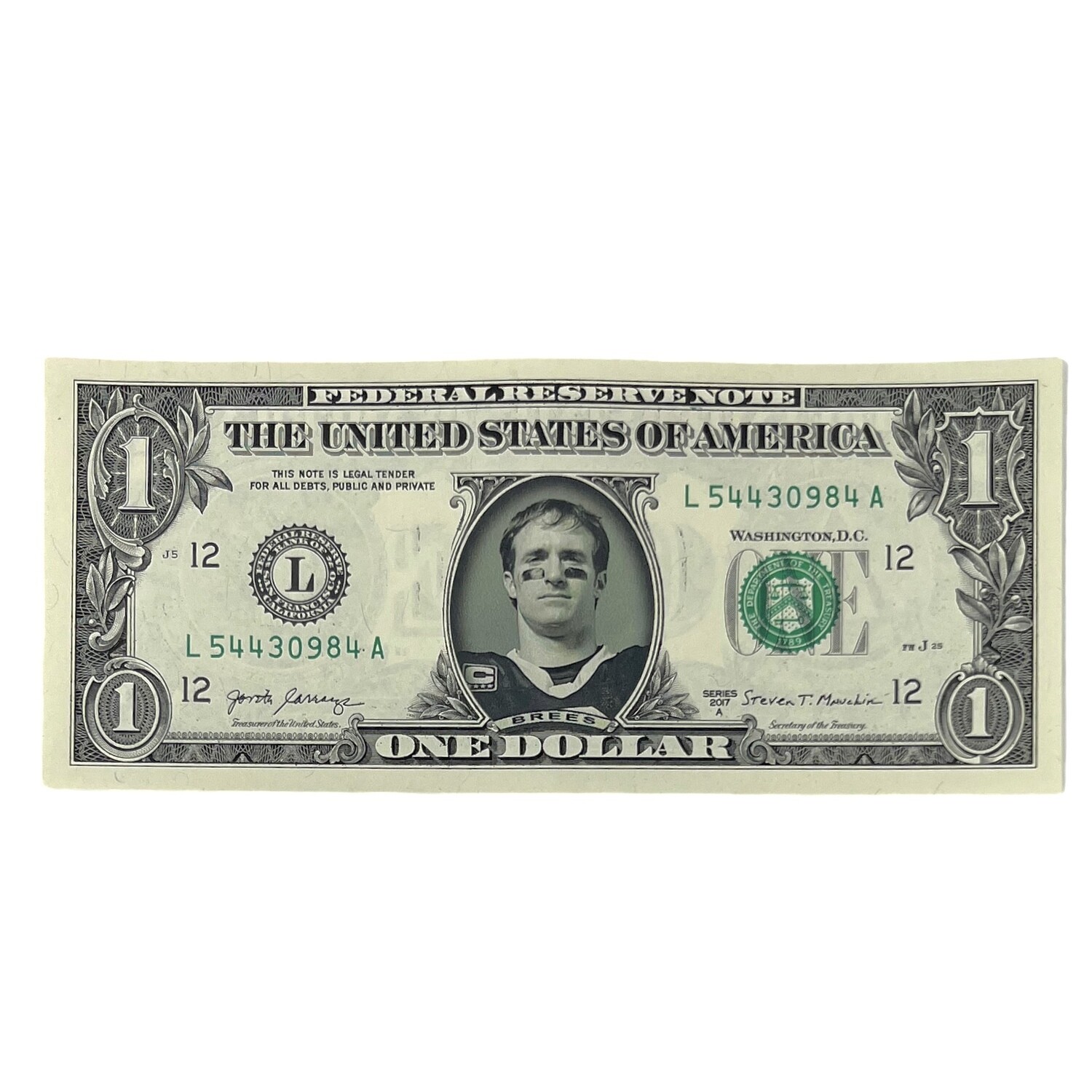 Drew Brees Famous Face Dollar Bill