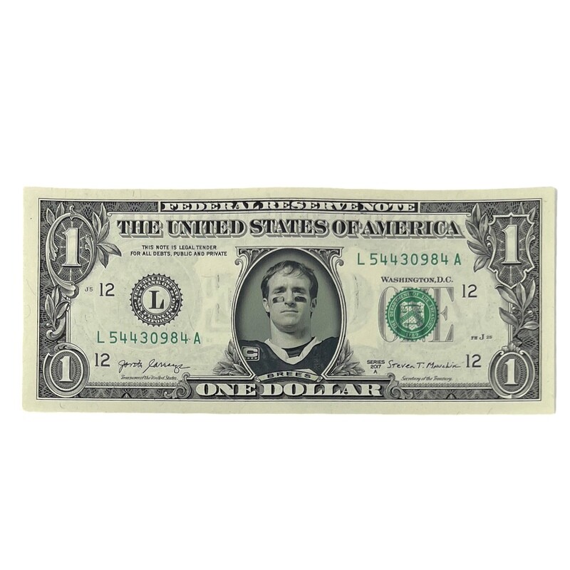 Drew Brees Famous Face Dollar Bill