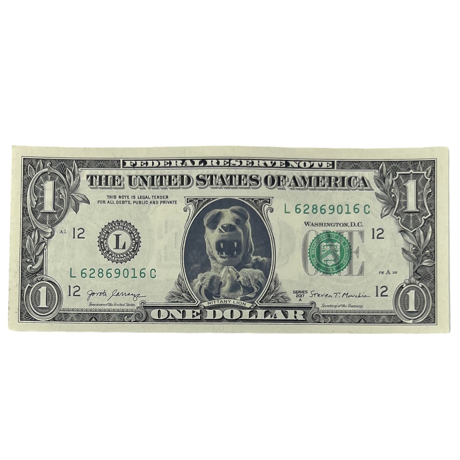 Penn State Nittany Lions Mascot Famous Face Dollar Bill