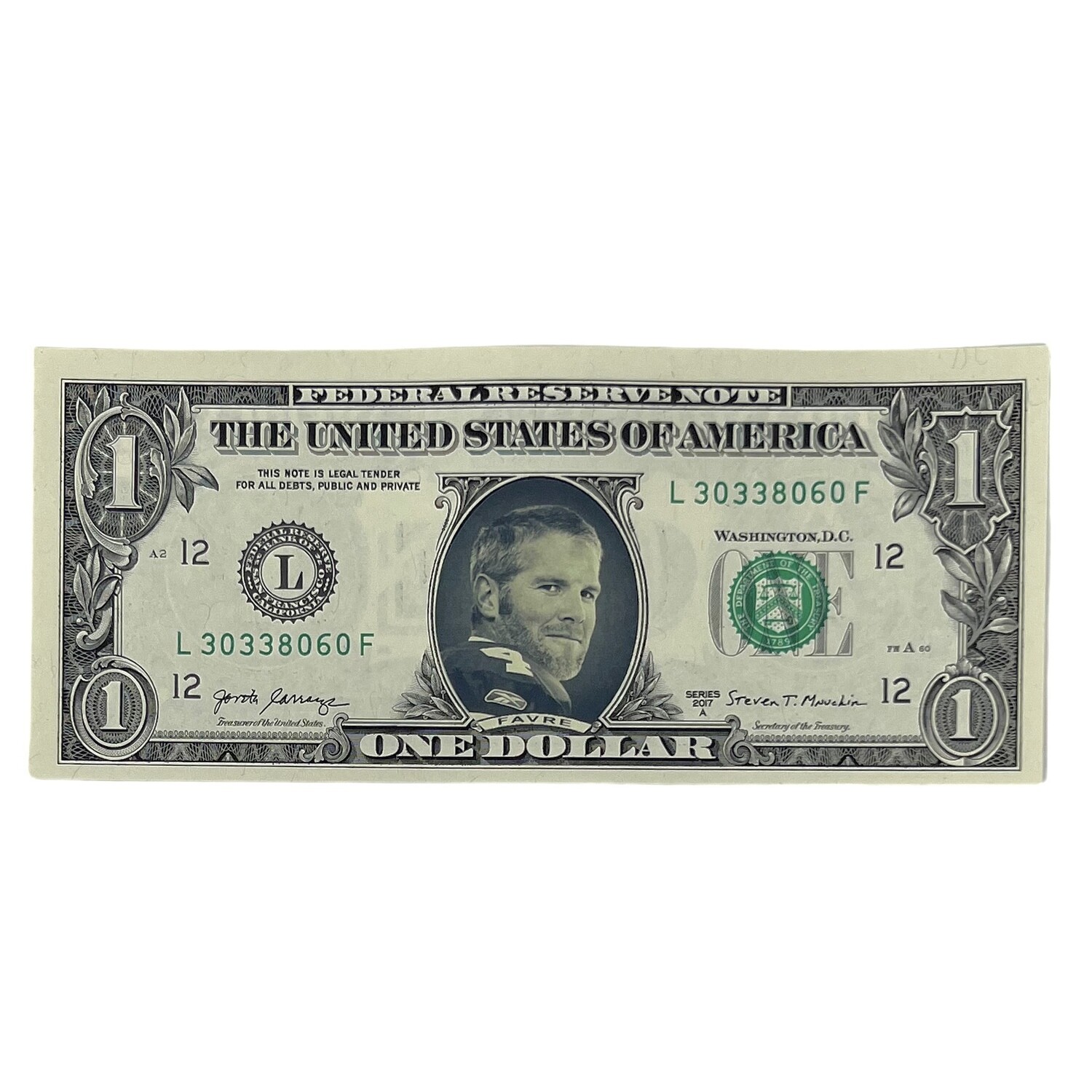 Brett Favre Famous Face Dollar Bill