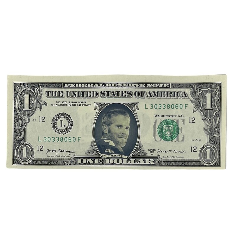 Brett Favre Famous Face Dollar Bill