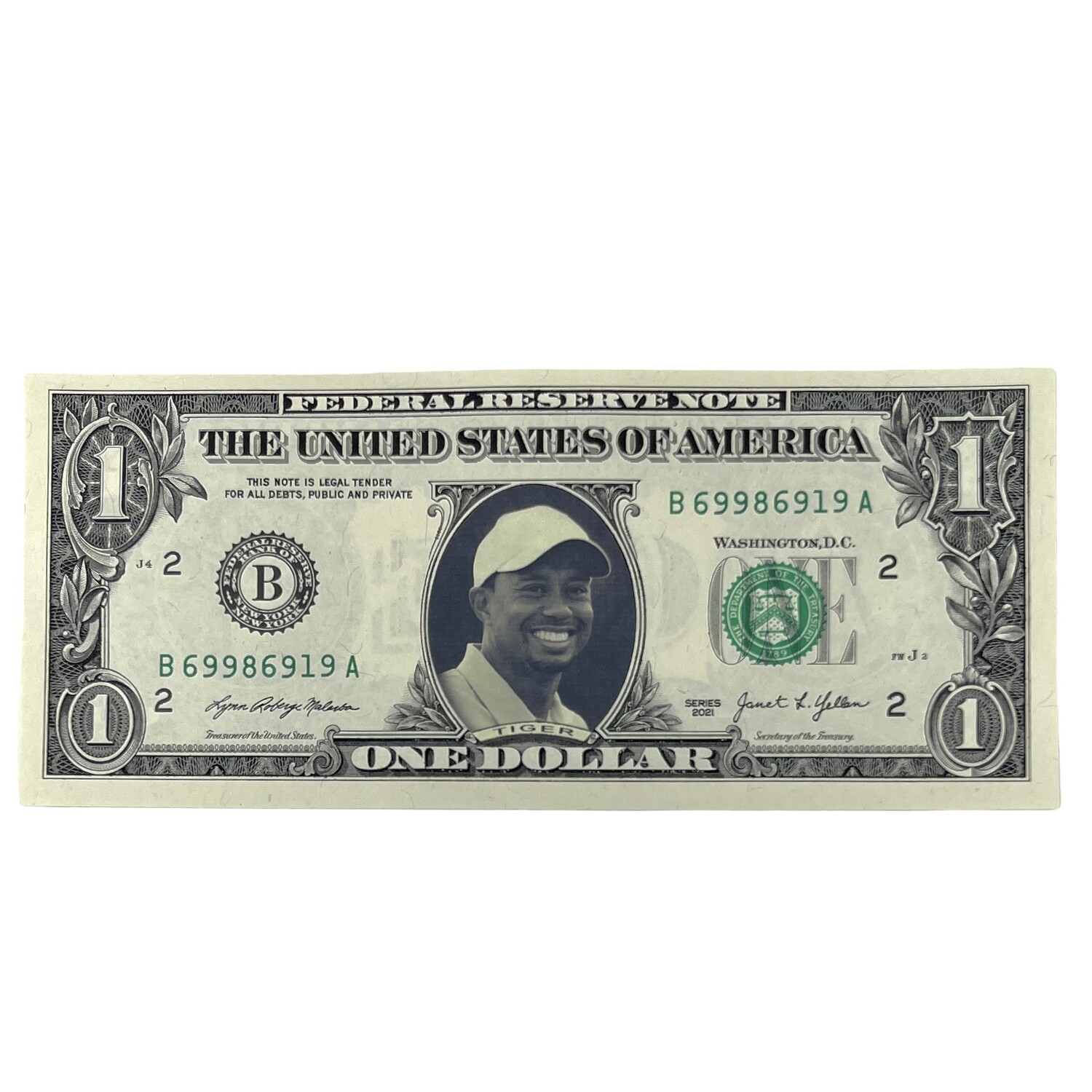 Tiger Woods Famous Face Dollar Bill