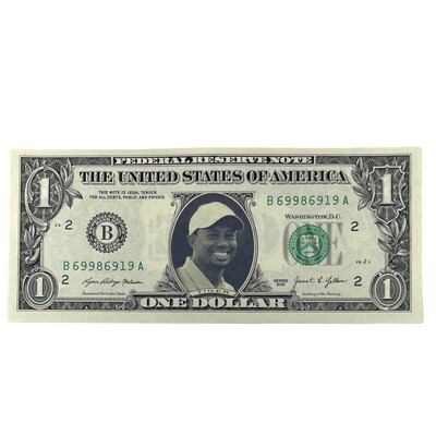 Tiger Woods Famous Face Dollar Bill