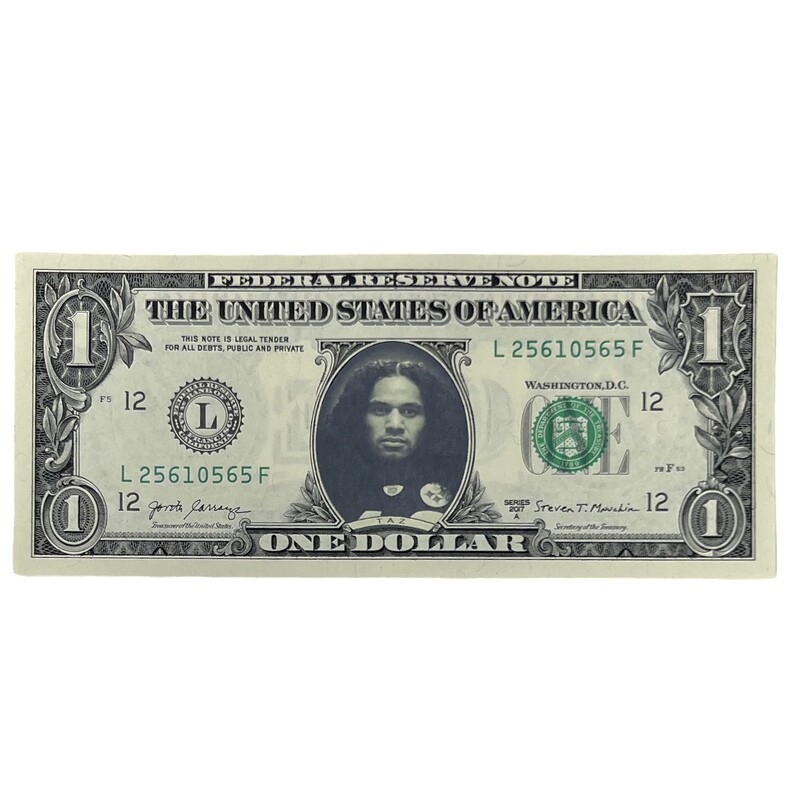 Troy Polamalu Taz  Famous Face Dollar Bill