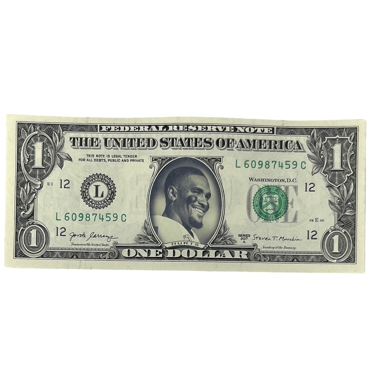 Jalen Hurts Famous Face Dollar Bill