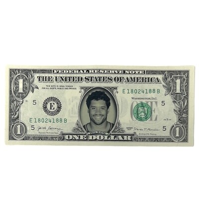 Russell Wilson Famous Face Dollar Bill