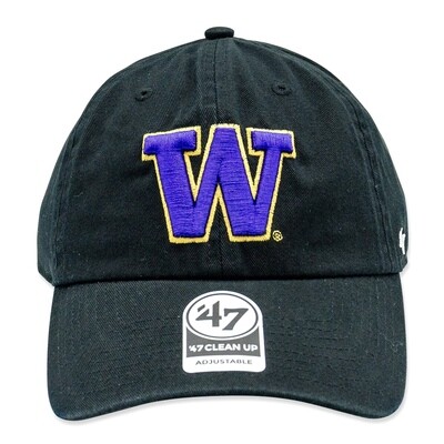 Washington Huskies Men’s Black 47 Brand Clean Up Adjustable Hat