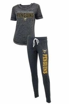 Pittsburgh Penguins Ladies Sleepwear Pant & Short Sleeve Top Set