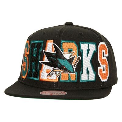 San Jose Sharks Men’s NHL Varsity Bust Vintage Mitchell & Ness Snapback Hat