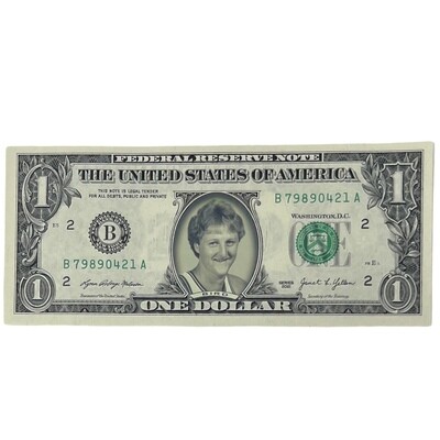 Larry Bird Famous Face Dollar Bill