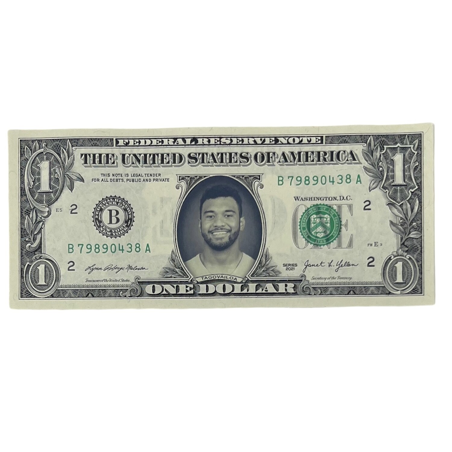 Tua Tagovailoa Famous Face Dollar Bill