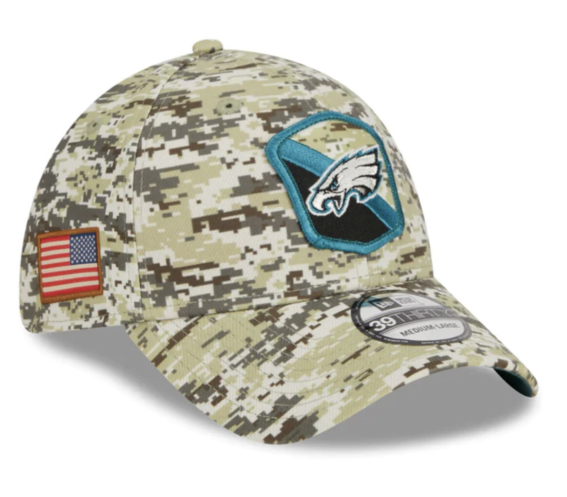 Philadelphia Eagles Men's Camo New Era Salute To Service 39THIRTY Flex Hat