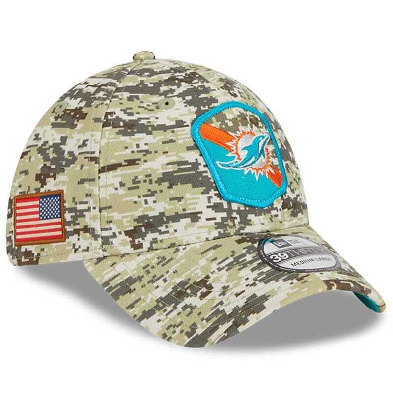 Miami Dolphins Men's Camo New Era 2023 Salute To Service 39THIRTY Flex Hat