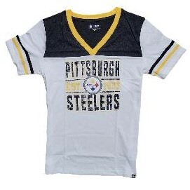 Pull them all for Eastwood - Pittsburgh Steelers Women’s New Era 4Her V-Neck T-Shirt