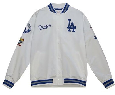 Los Angeles Dodgers Men’s Mitchell & Ness White City Collection Satin Full-Snap Varsity Jacket