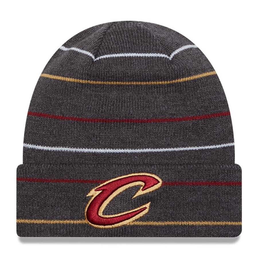 Cleveland Cavaliers Men’s New Era Charcoal Rowed Striped Cuffed Knit Hat