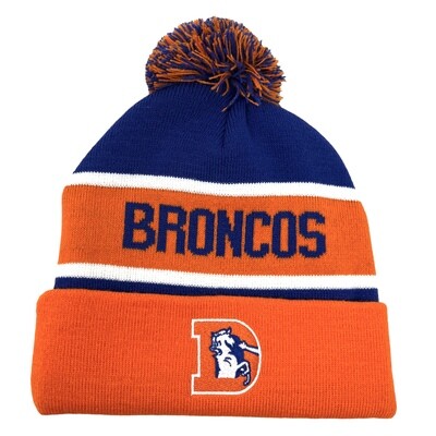 Denver Broncos Men's Retro Starter Cuffed Pom Knit Hat
