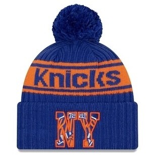 New York Knicks Men's New Era Cuffed Pom Knit Draft Hat