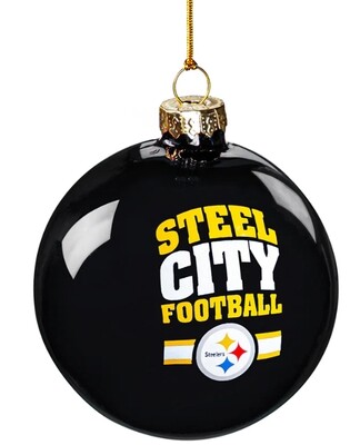 Pittsburgh Steelers Black & Yellow Steel City Blown Glass Ornament