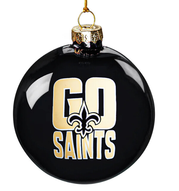 New Orleans Saints Go Saints Blown Glass Ornament