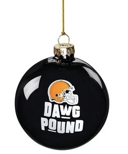 Cleveland Browns Dawg Pound Blown Glass Ornament