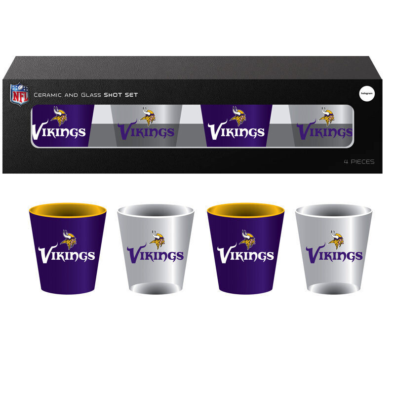 Minnesota Vikings NFL 4-Piece Ceramic Shot Glass Set