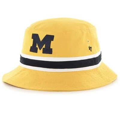 Michigan Wolverines 47 Brand Yellow Navy Striped Bucket Hat