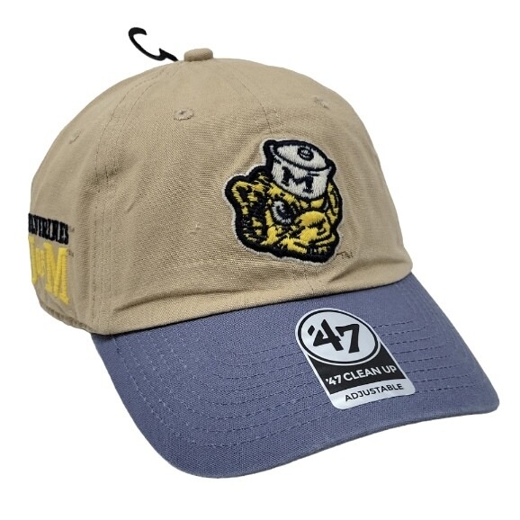 Michigan Wolverines Men’s Khaki 47 Brand Clean Up Adjustable Hat