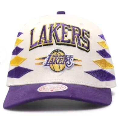 Los Angeles Lakers Men’s NBA Off White Diamond Cut Mitchell & Ness Snapback Hat