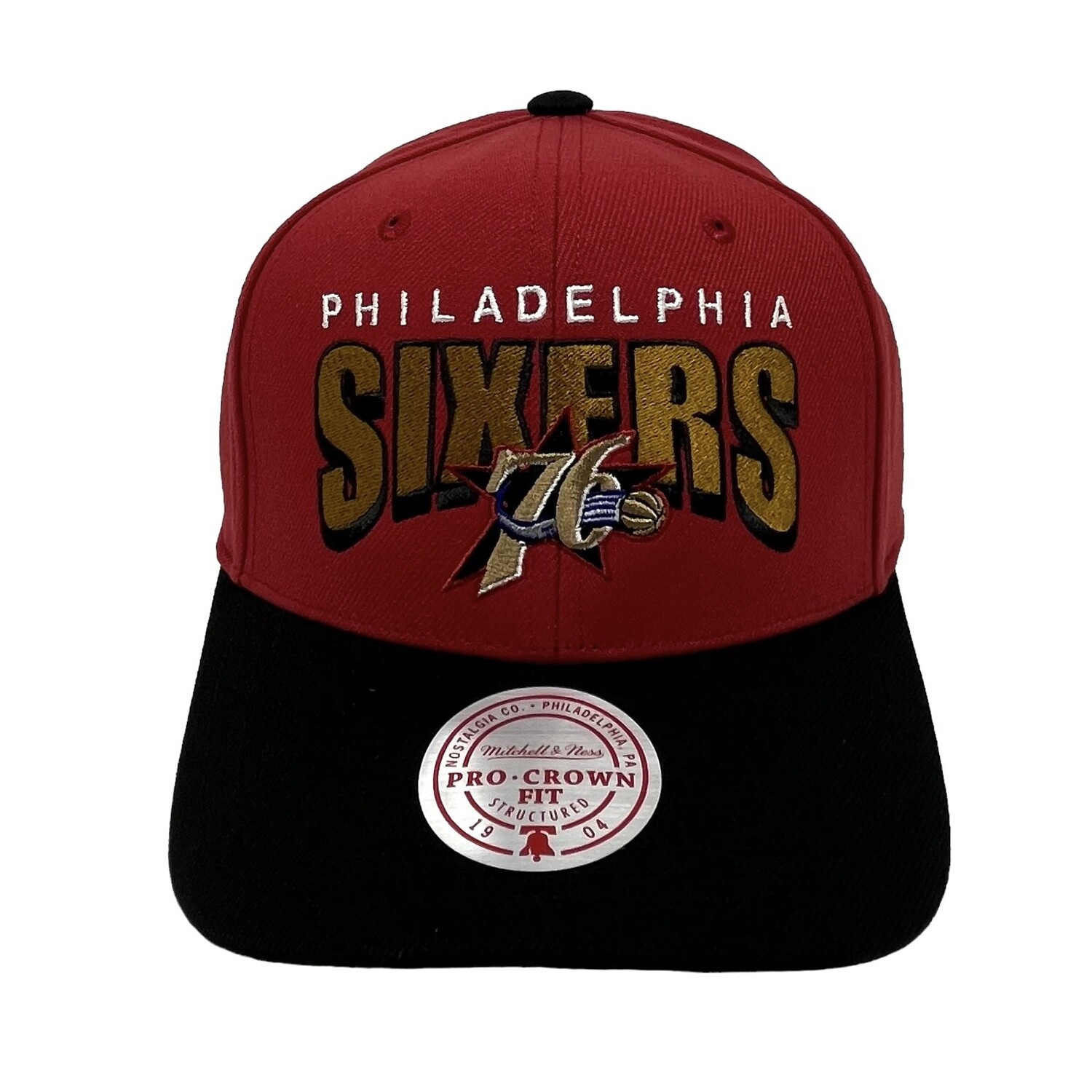 Philadelphia 76ers Men’s NBA Boom Text Pro Mitchell & Ness Snapback Hat