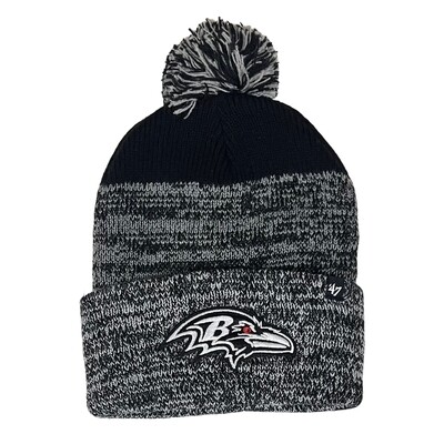 Baltimore Ravens Men's 47 Brand Cuffed Pom Knit Hat