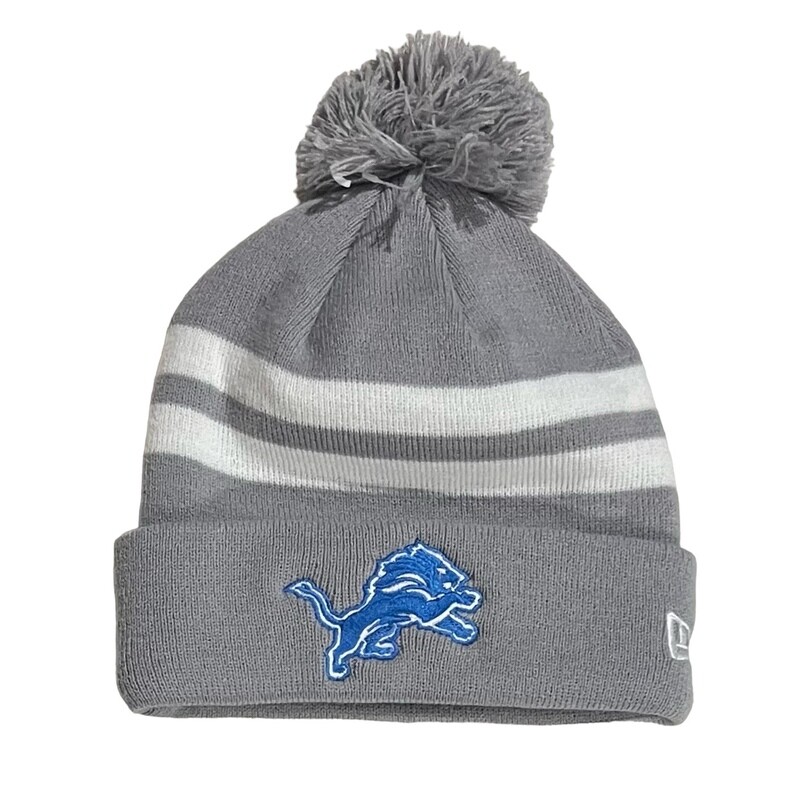 Detroit Lions Men's Gray New Era Cuffed Pom Knit Hat