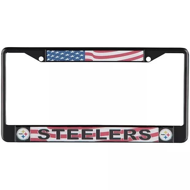 Pittsburgh Steelers Acrylic USA Flag License Plate Frame
