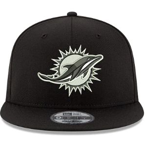 Miami Dolphins Men's New Era Black and White 9FIFTY Snapback Hat