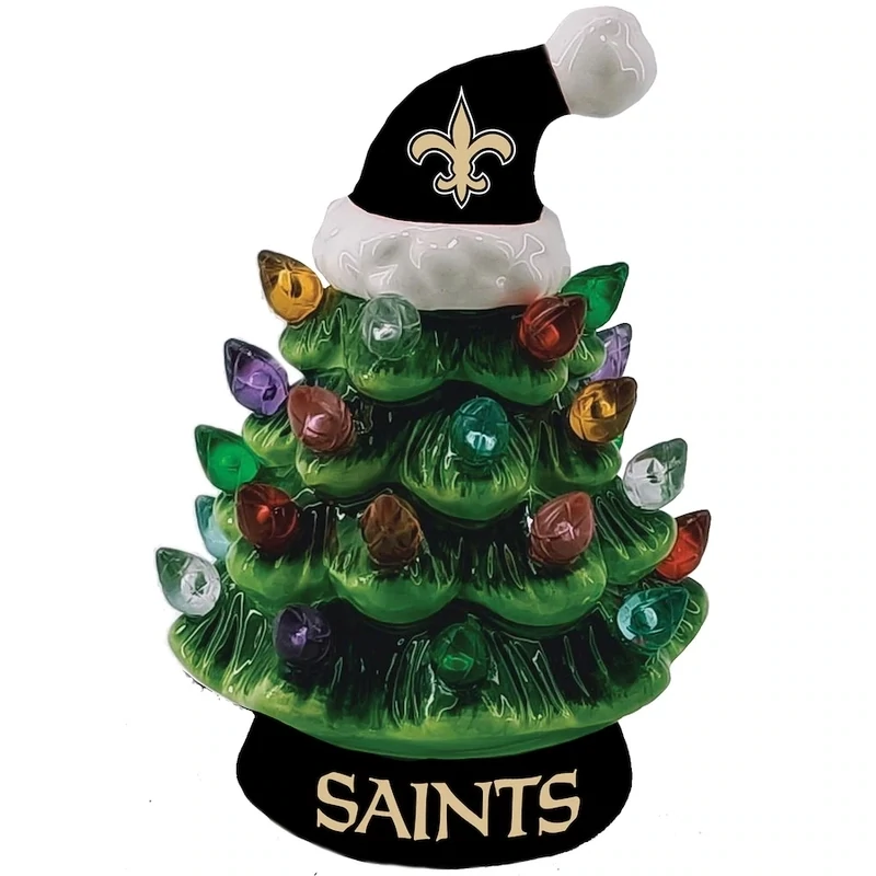 New Orleans Saints 4" Ceramic LED Christmas Tree