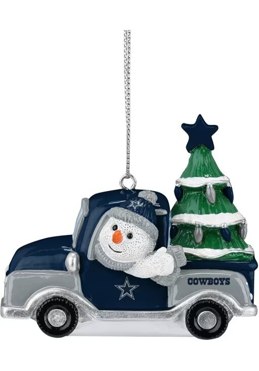 Dallas Cowboys Snowman Driving Truck Ornament
