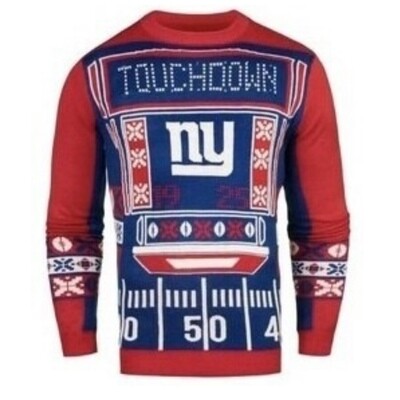 New York Giants Men’s Touchdown Light ‘Em Up Ugly Christmas Sweater