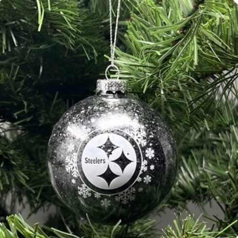 Pittsburgh Steelers Glass Ball Glitter Ornament