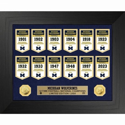 Michigan Wolverines Championship Banner Collection Deluxe Gold Coin Photo Mint