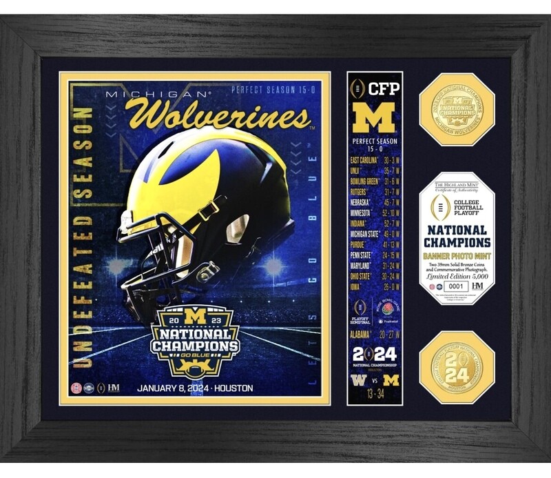 Michigan Wolverines 2023 CFP National Champions Banner Bronze Coin Photo Mint